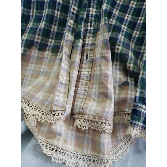 Upcycled Acid Washed Distressed Acid Dyed Tommy Hilfiger Flannel Shirt  Size L - Picture 4 of 6